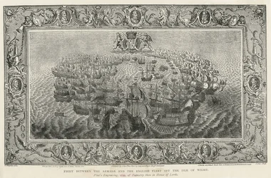 Kampf zwischen der Armada und der englischen Flotte vor der Isle of Wight, 1739